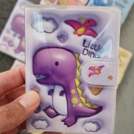 Mini Libreta Kawaii Plastificada Filo de Hoja Decorada Dinosaurio