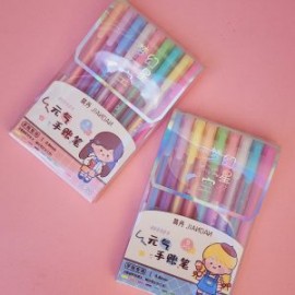 Blister con 9 Plumas tinta de colores Pastel JianDan