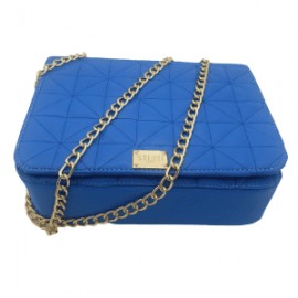 Bolsa Acolchada Guateada Bandolera Crossbody o De Mano con Cadena color Azul