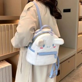 Bolso Mochila de Peluche doble Cierre Bordada Cinamonroll